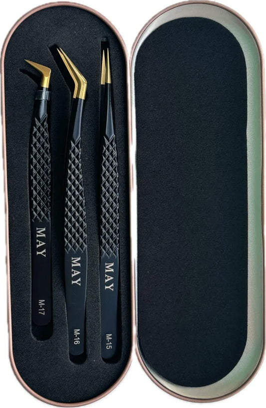 Trio De Pinzas Nanotecnologia Rosa/Negra