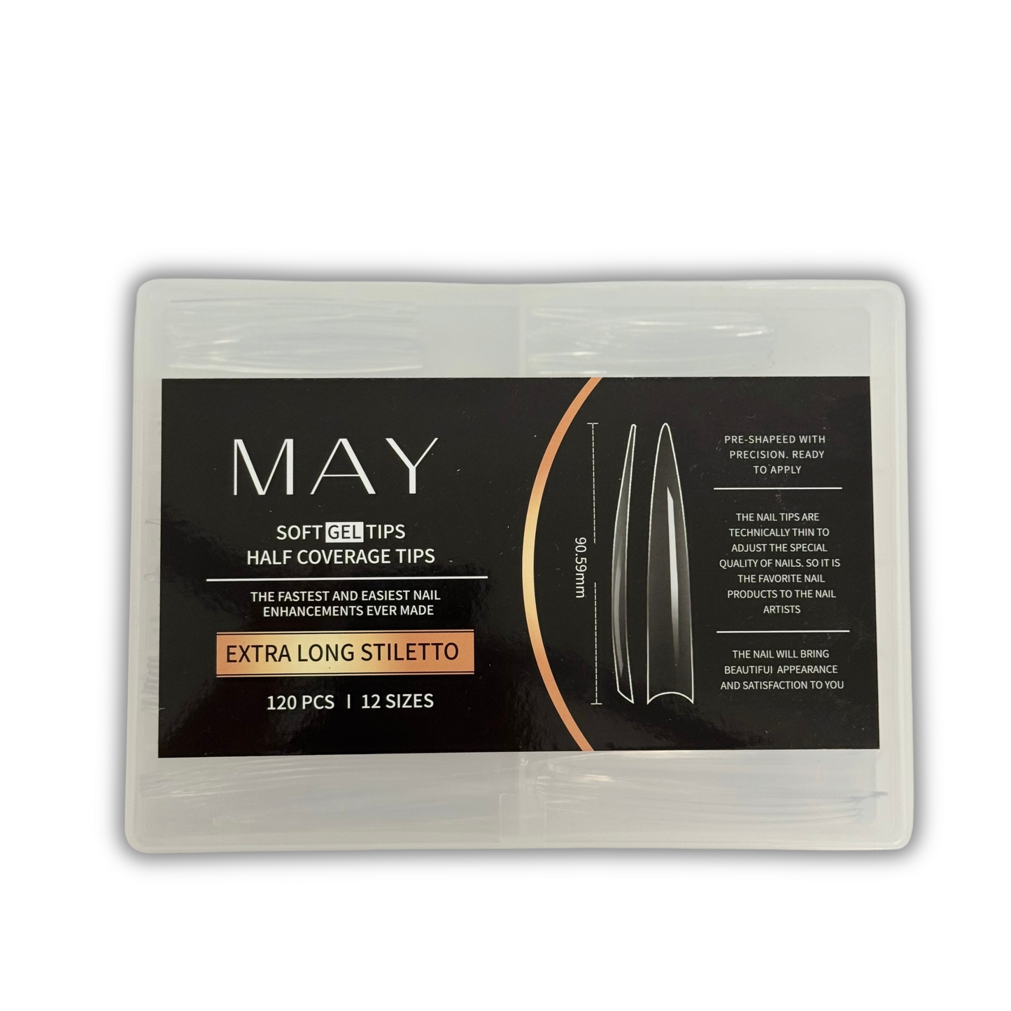 MAY SoftGel Tips Extra Long Stiletto 120Pcs