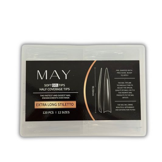MAY SoftGel Tips Extra Long Stiletto 120Pcs