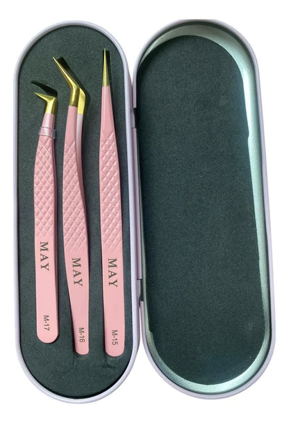 Trio De Pinzas Nanotecnologia Rosa/Negra