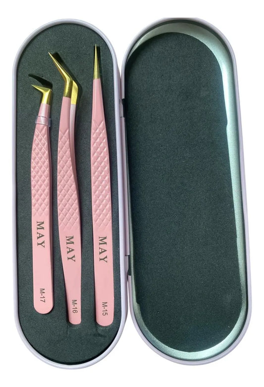 Trio De Pinzas Nanotecnologia Rosa/Negra